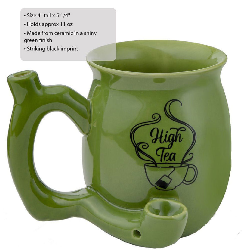 High Tea single wall Mug - shiny green with black imprint - Headshop.com