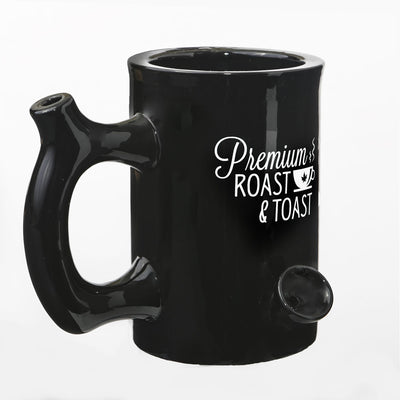 Premium Roast & Toast Mug - Shiny Black with White Print - Headshop.com