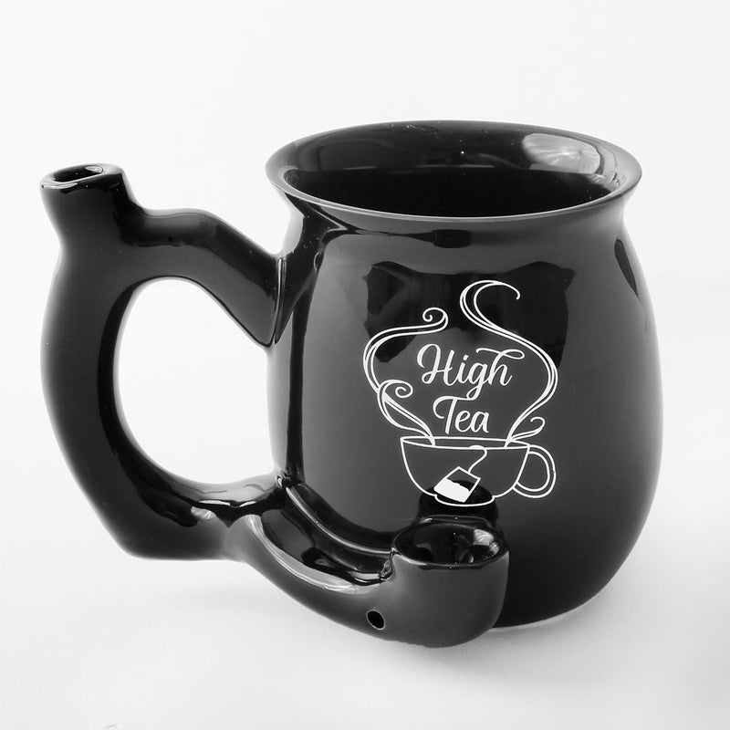 High Tea single wall Mug - shiny black with white imprint - Headshop.com