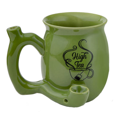 High Tea single wall Mug - shiny green with black imprint - Headshop.com