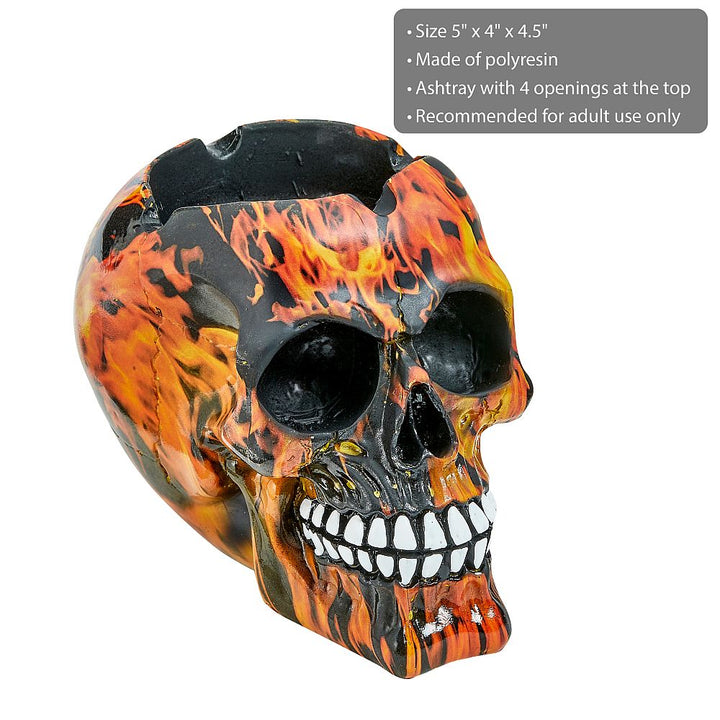 LARGE SKULL ASHTRAY - flame design - Headshop.com