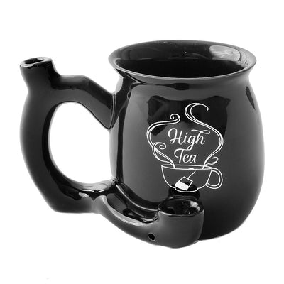 High Tea single wall Mug - shiny black with white imprint - Headshop.com