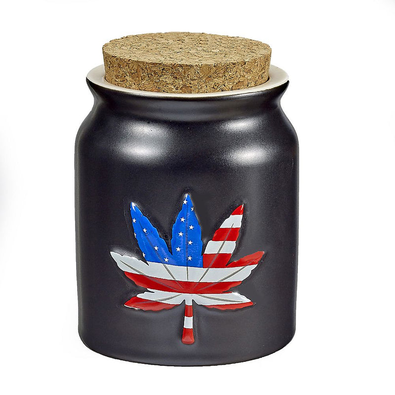 Patriotic embossed leaf stash jar - Headshop.com