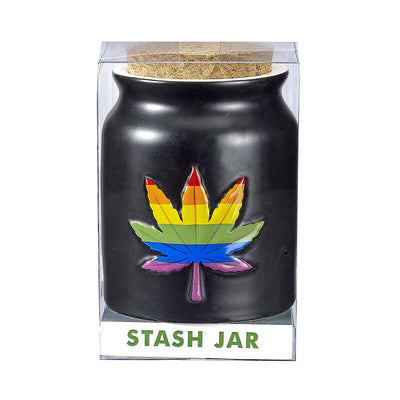 rainbow leaf stash jar - Headshop.com
