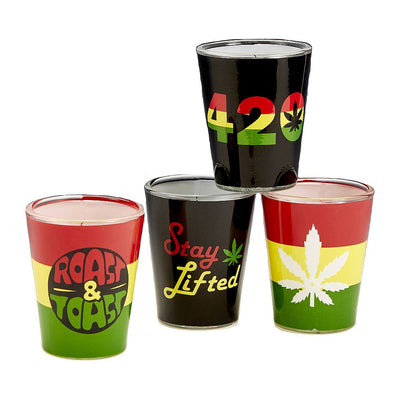 Set Of 4 Roast & Toast Shot Glasses - Headshop.com