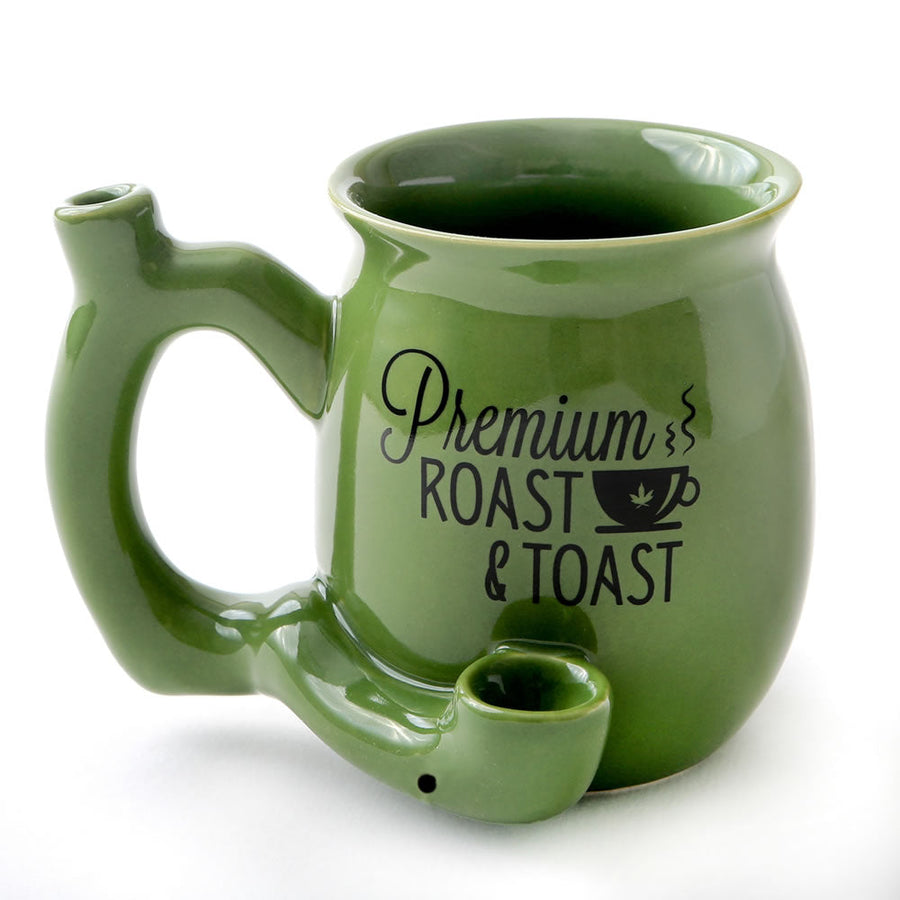 Premium Roast & Toast Single Wall Mug - Green with Black Print - Headshop.com