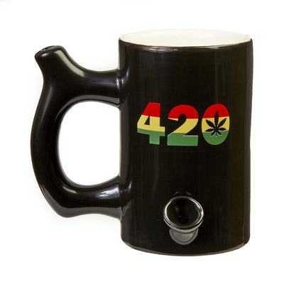 420 Mug - Black Mug with Rasta Colors - Headshop.com