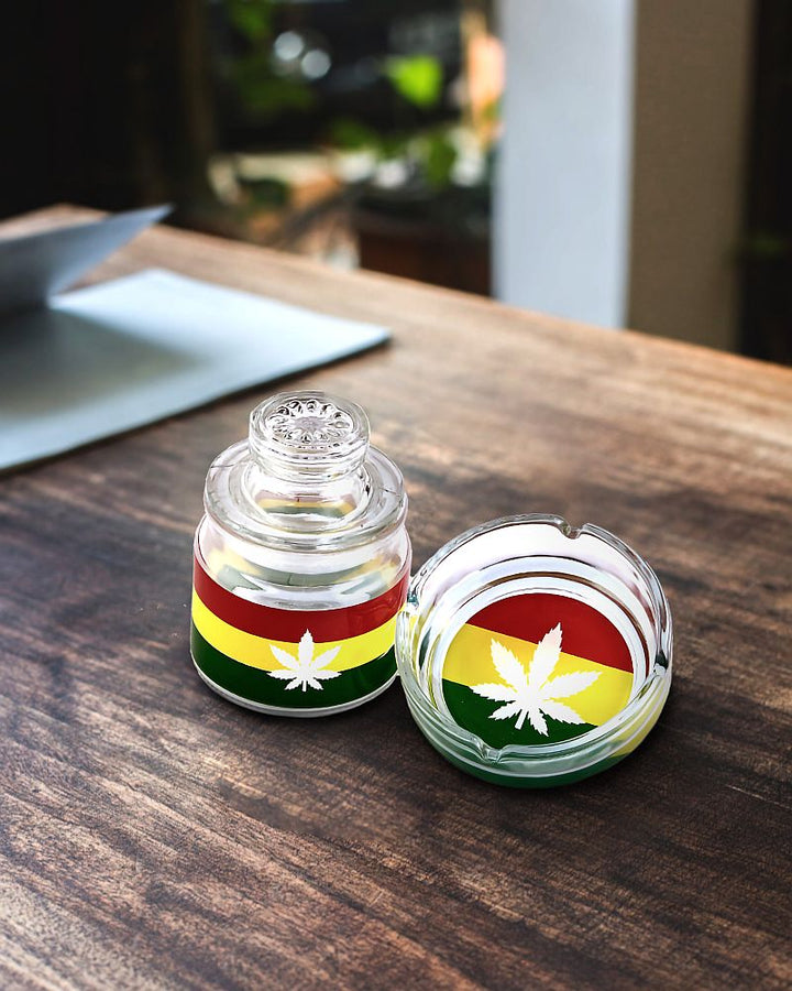 Ashtray set with Stash jar - LEAF DESIGN - Headshop.com