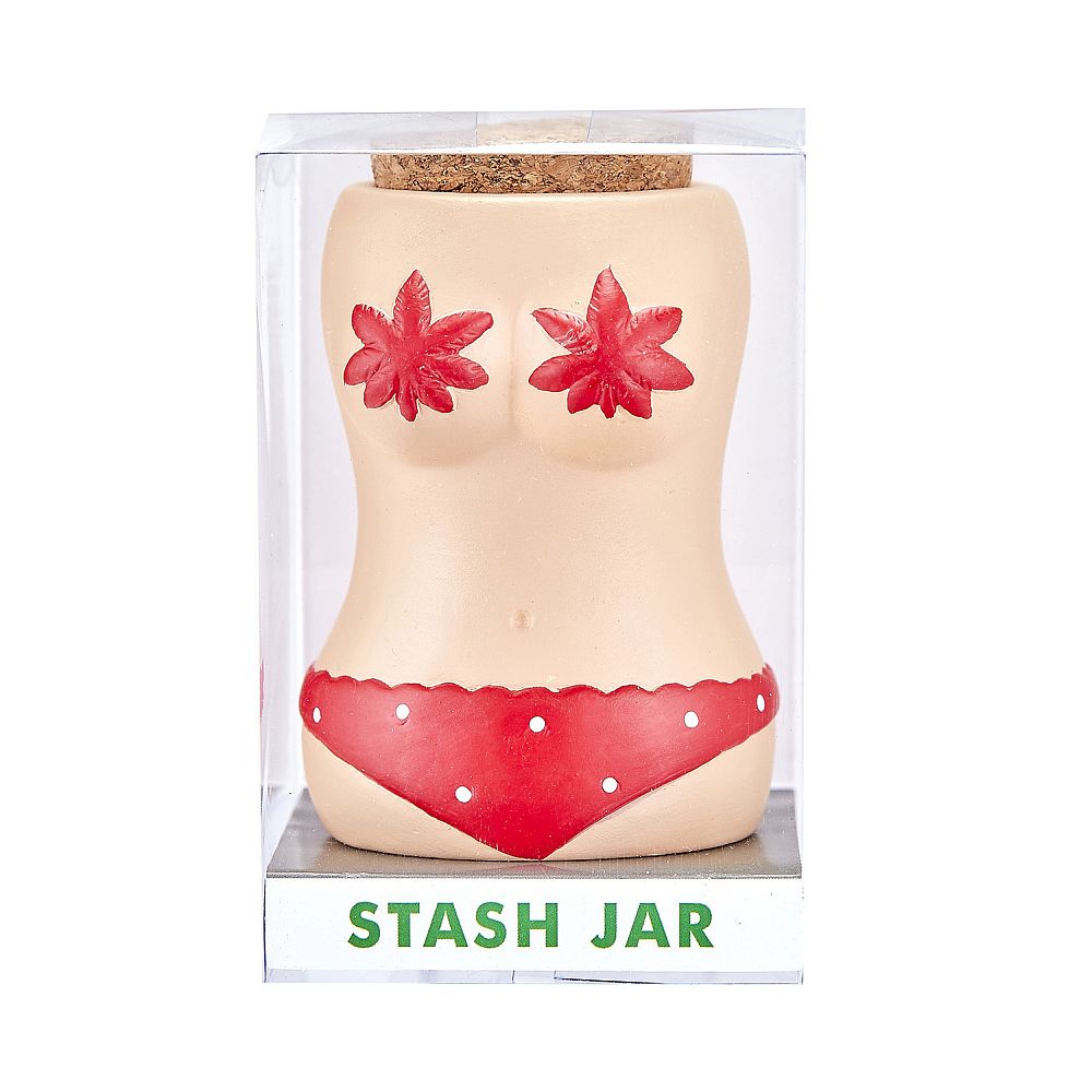 bikini stash jar w/ red bikini - Headshop.com