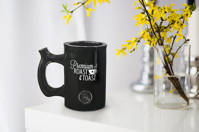 Premium roast & Toast Mug - shiny black with White print - Headshop.com