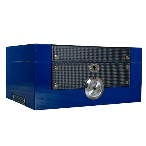 Glass Top Cobalt Blue Humboldt Humidor - Headshop.com