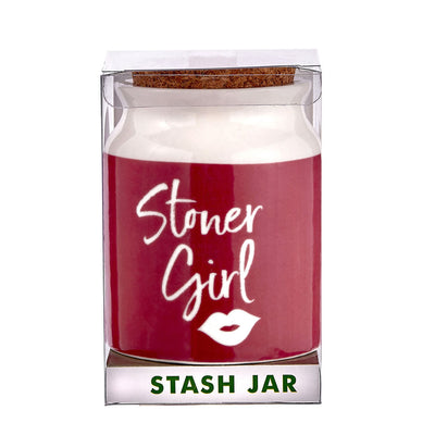 stoner girl stash jar - pink with white letters - Headshop.com