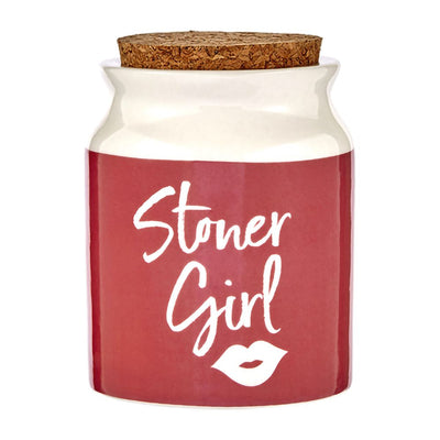 stoner girl stash jar - pink with white letters - Headshop.com