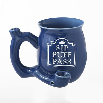 Sip Puff Pass mug - Blue with white letters - Headshop.com