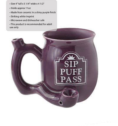 Sip Puff Pass mug - Purple with white letters - Headshop.com