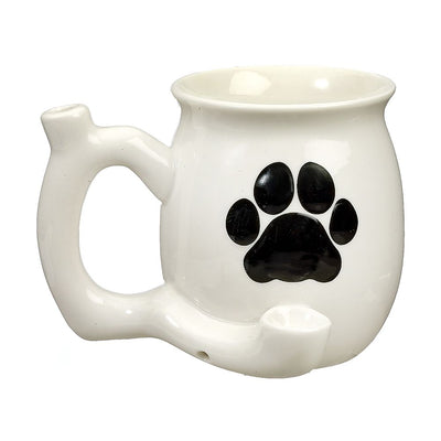 dog paw mug - white with black paw - Headshop.com