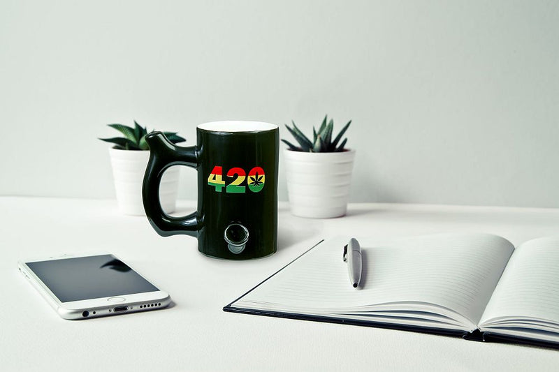 420 Mug - Black Mug with Rasta Colors - Headshop.com