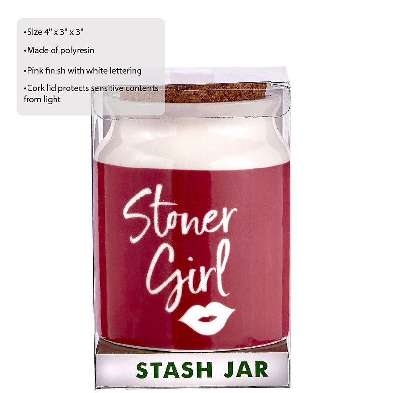 stoner girl stash jar - pink with white letters - Headshop.com