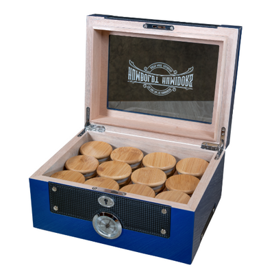 Glass Top Cobalt Blue Humboldt Humidor - Headshop.com