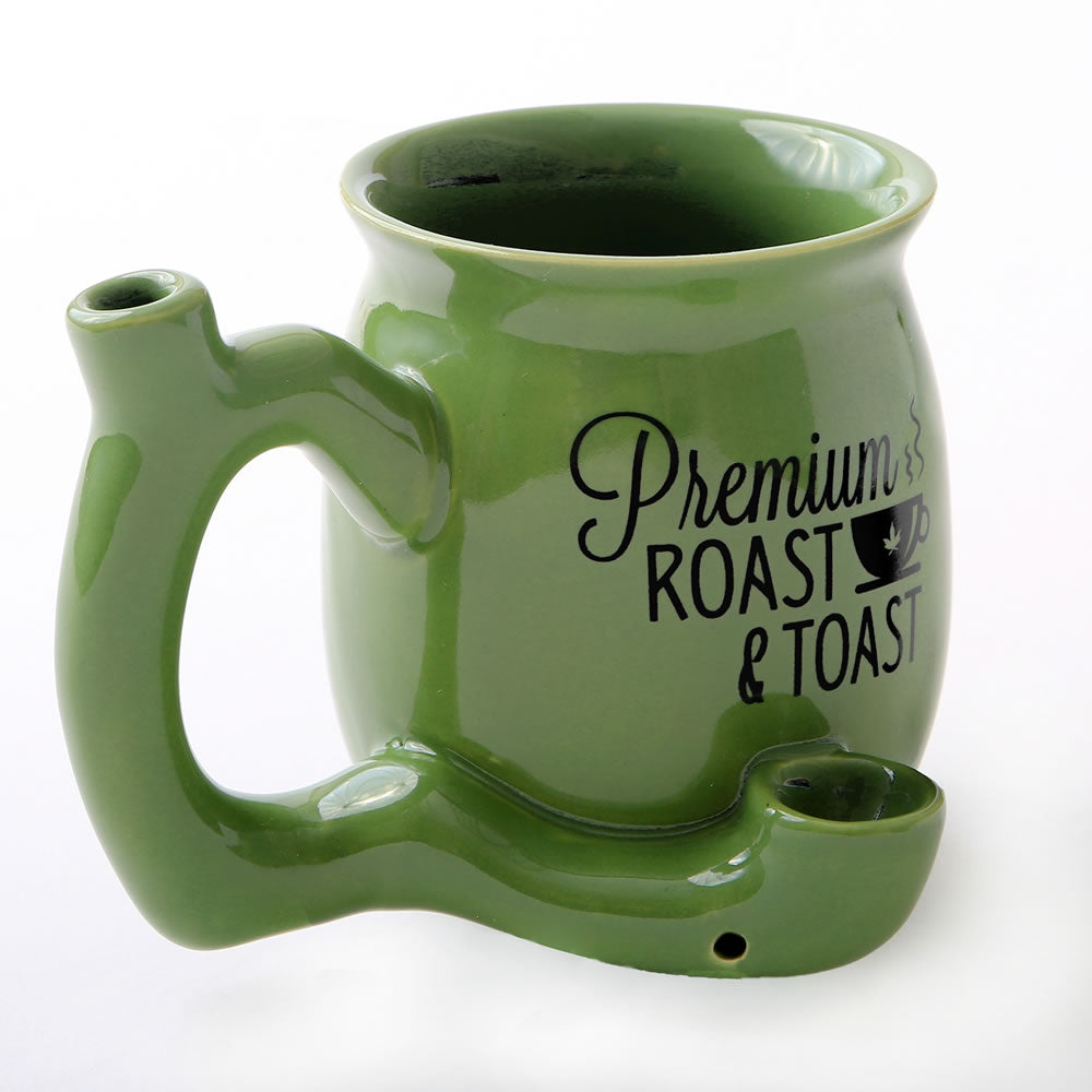 Premium Roast & Toast Single Wall Mug - Green with Black Print - Headshop.com