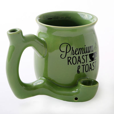 premium roast & Toast single wall mug - green with black print - Headshop.com