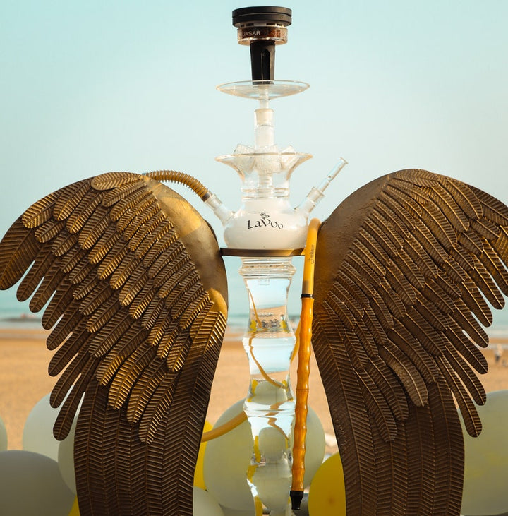 Lavoo Arch Angel GLass Hookah with Metal Wings Stand - Hand Blow and Made in USA - Headshop.com