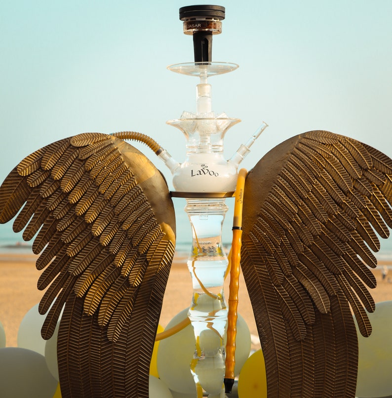 Lavoo Arch Angel GLass Hookah with Metal Wings Stand - Hand Blow and Made in USA - Headshop.com