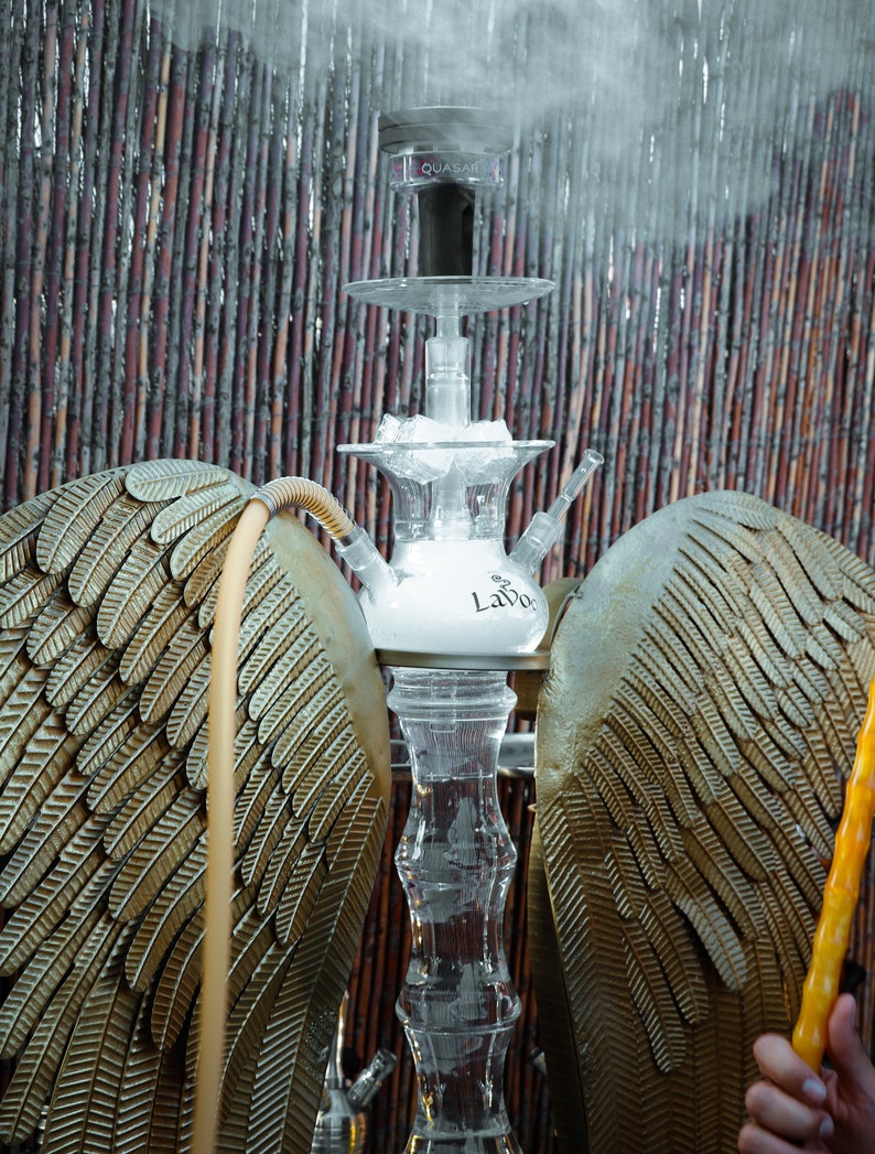 Lavoo Arch Angel GLass Hookah with Metal Wings Stand - Hand Blow and Made in USA - Headshop.com
