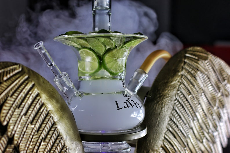Lavoo Arch Angel GLass Hookah with Metal Wings Stand - Hand Blow and Made in USA - Headshop.com