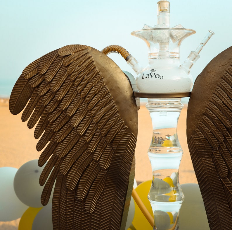 Lavoo Arch Angel GLass Hookah with Metal Wings Stand - Hand Blow and Made in USA - Headshop.com