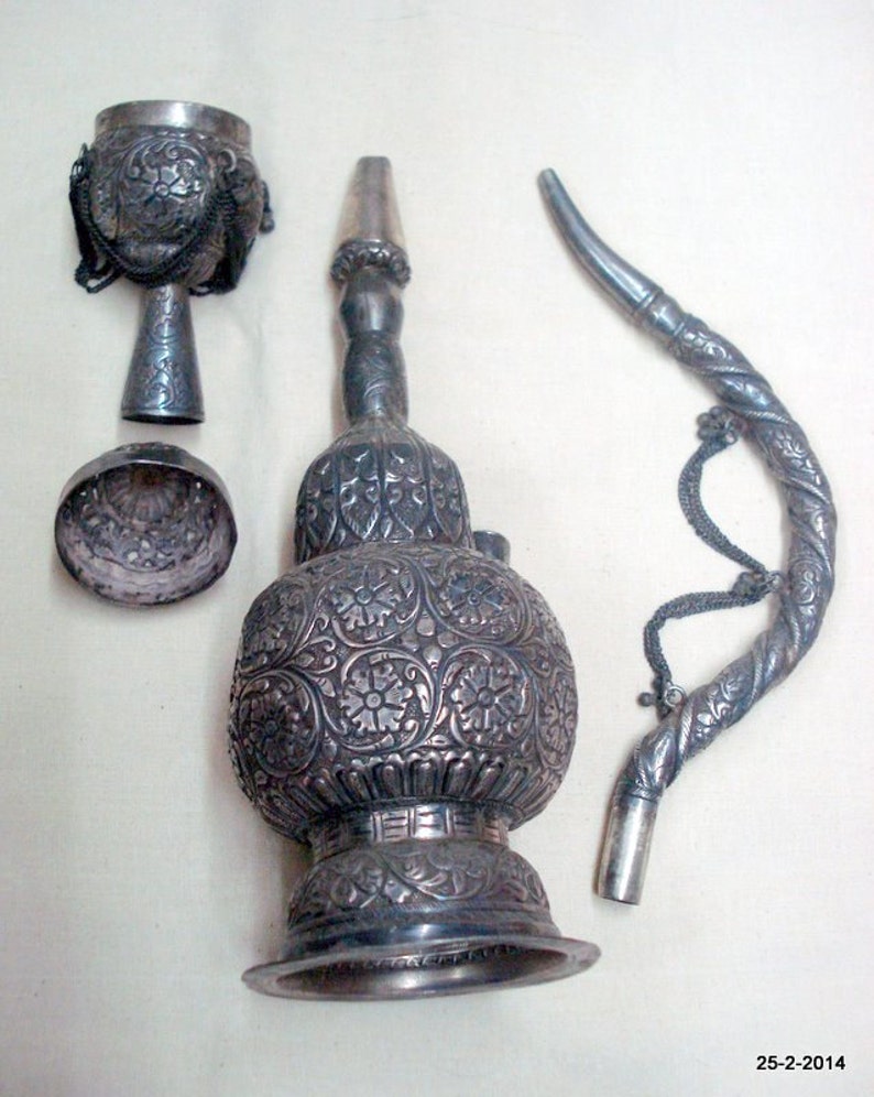 vintage antique collectible old silver hookah Tobacco smoking pipe - Headshop.com